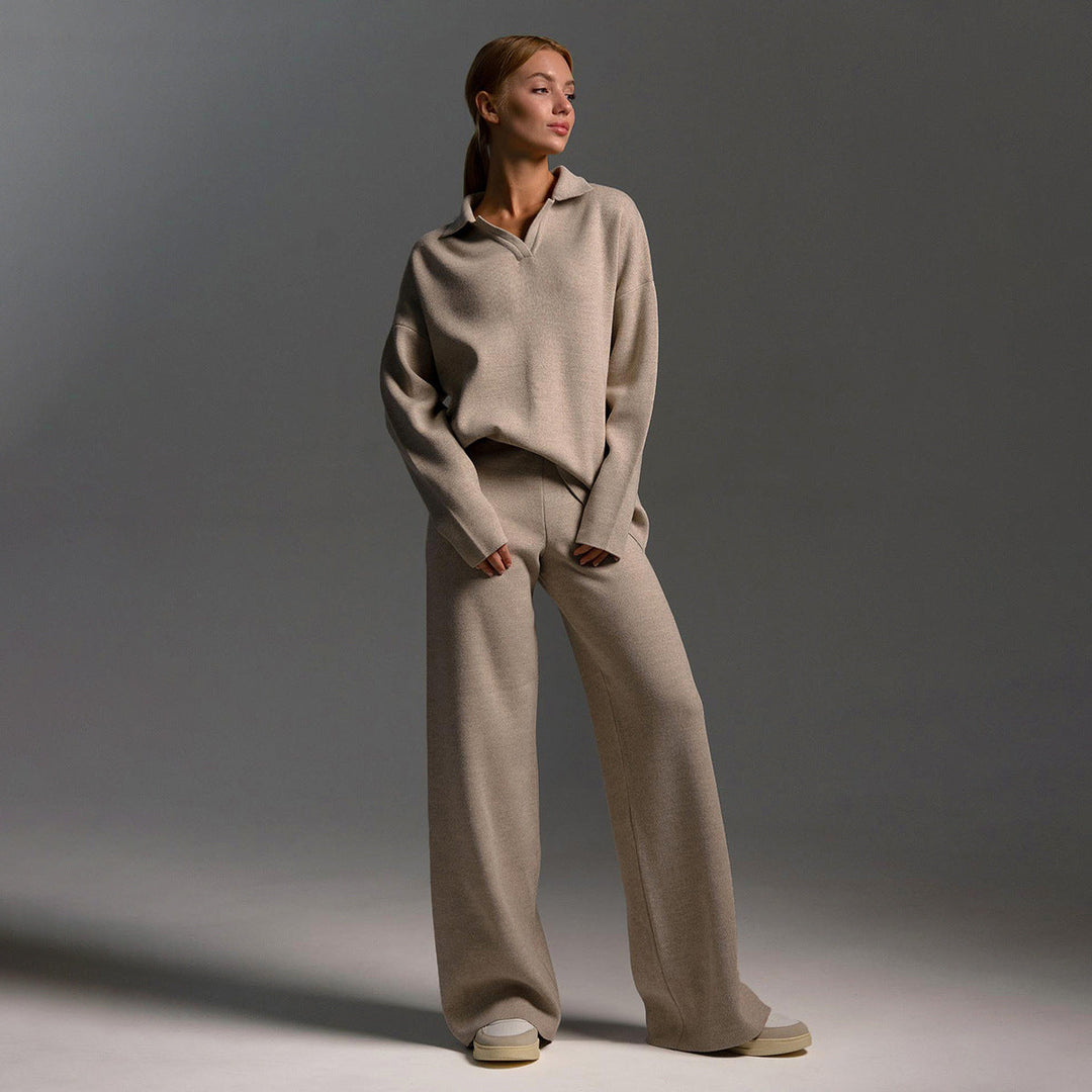 Completo Casa Donna Maglia con Maglione Oversize Colletto e Pantaloni - Vesarelli