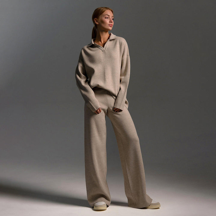 Completo Casa Donna Maglia con Maglione Oversize Colletto e Pantaloni - Vesarelli