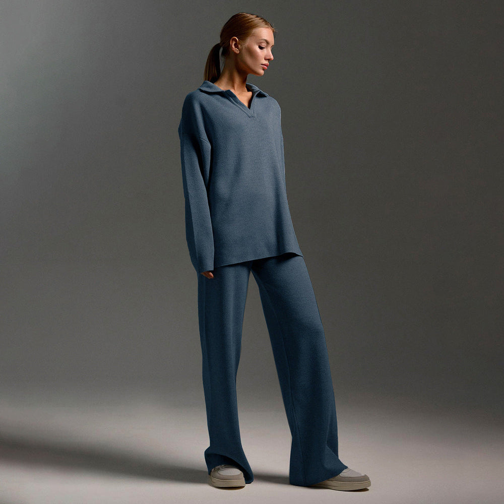 Completo Casa Donna Maglia con Maglione Oversize Colletto e Pantaloni - Vesarelli