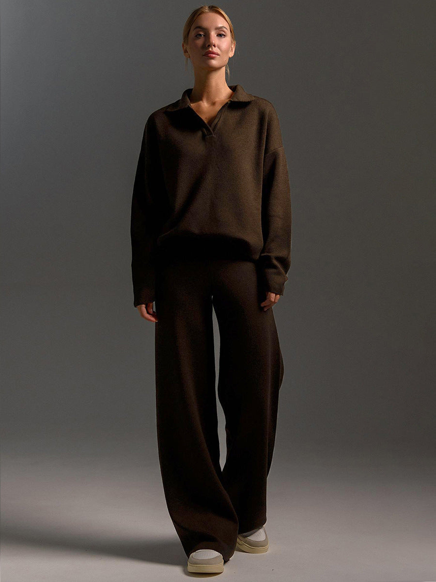 Completo Casa Donna Maglia con Maglione Oversize Colletto e Pantaloni - Vesarelli
