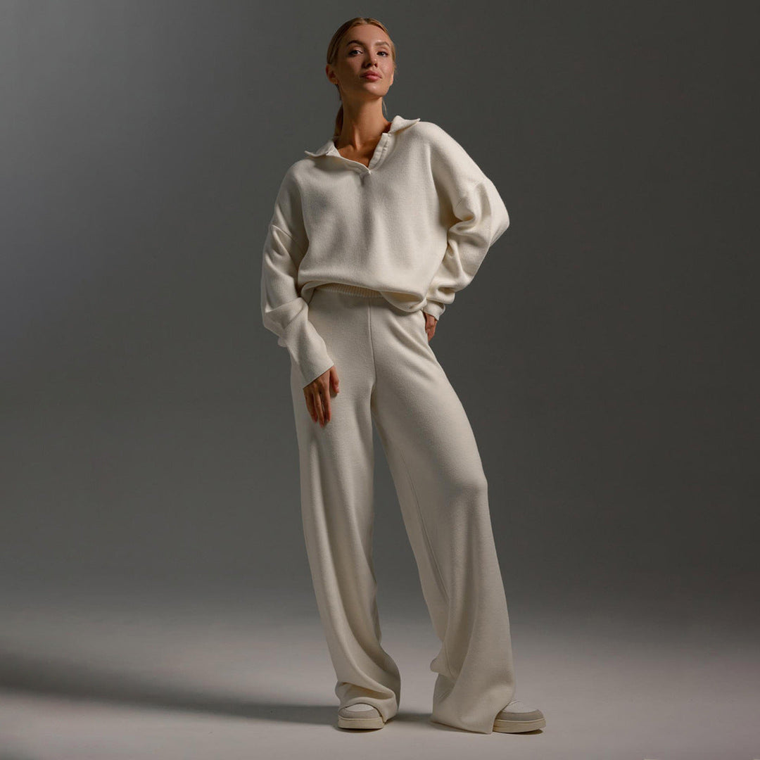 Completo Casa Donna Maglia con Maglione Oversize Colletto e Pantaloni - Vesarelli