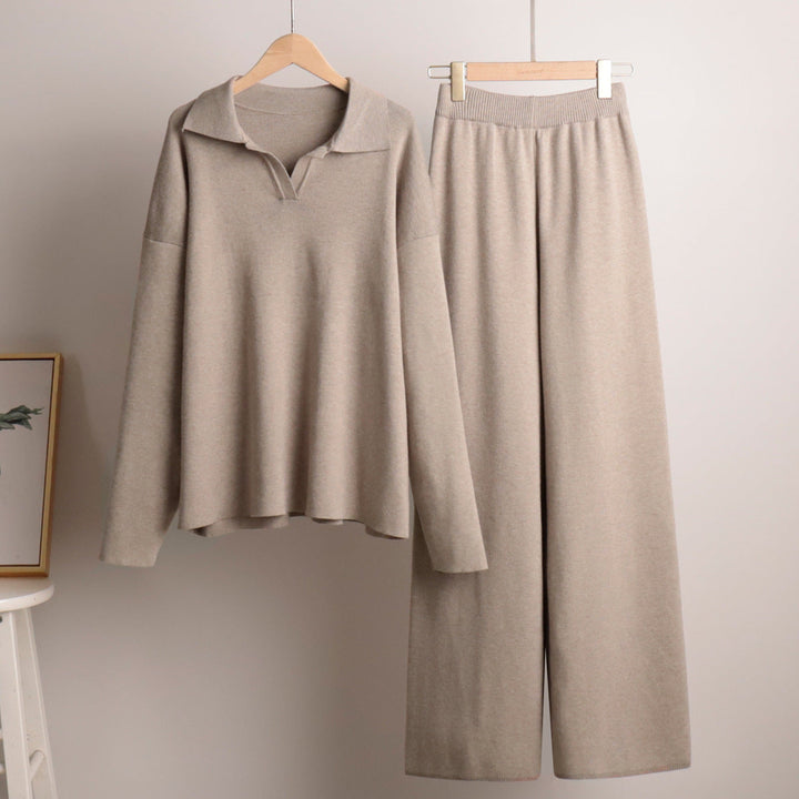 Completo Casa Donna Maglia con Maglione Oversize Colletto e Pantaloni - Vesarelli