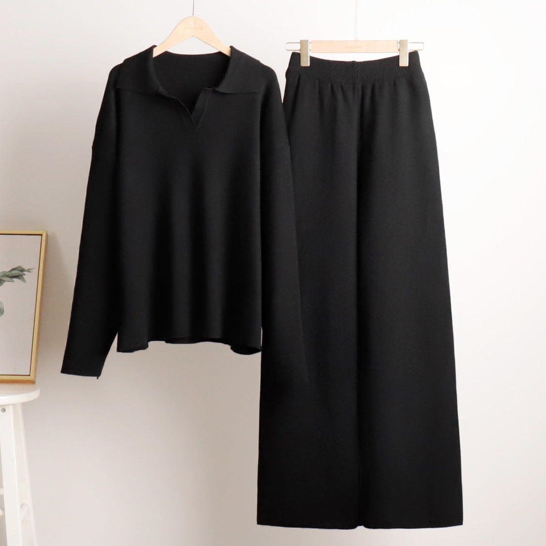 Completo Casa Donna Maglia con Maglione Oversize Colletto e Pantaloni - Vesarelli