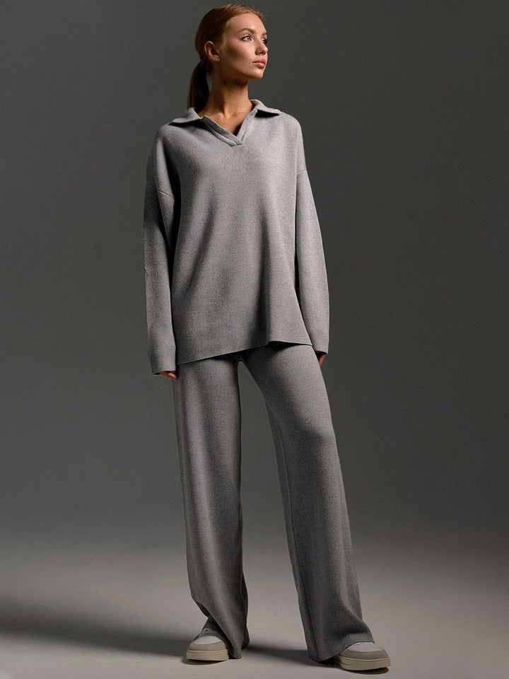 Completo Casa Donna Maglia con Maglione Oversize Colletto e Pantaloni - Vesarelli