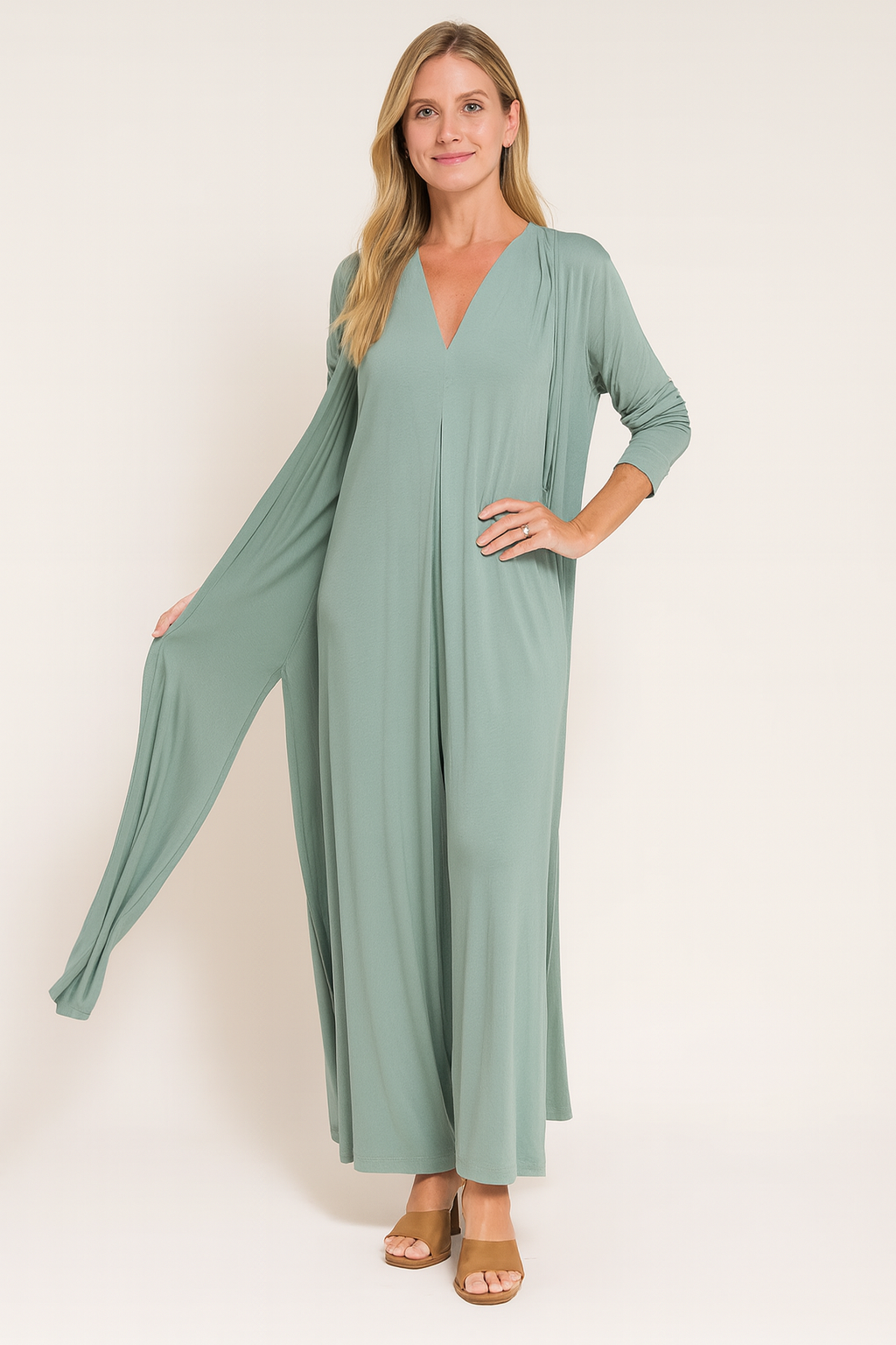 Completo Donna Due Pezzi Abito Estivo e Kimono Maniche Lunghe - Vesarelli