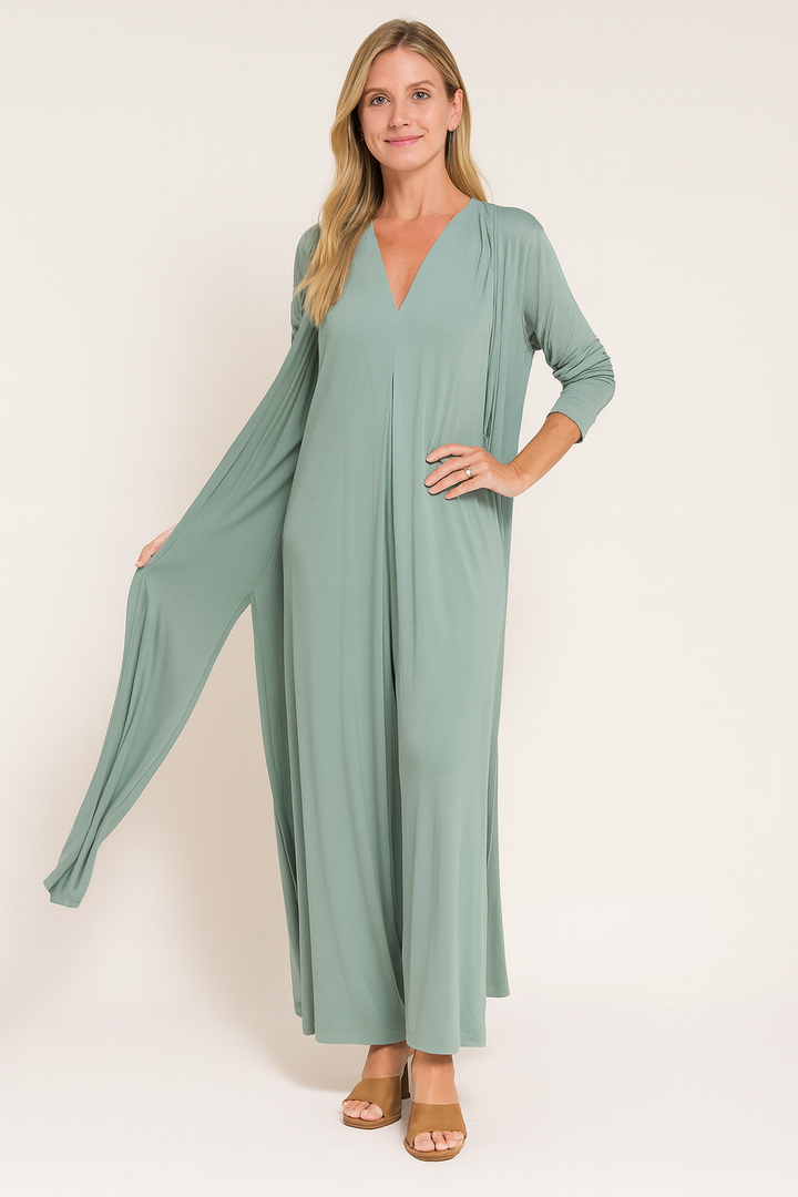 Completo Donna Due Pezzi Abito Estivo e Kimono Maniche Lunghe - Vesarelli