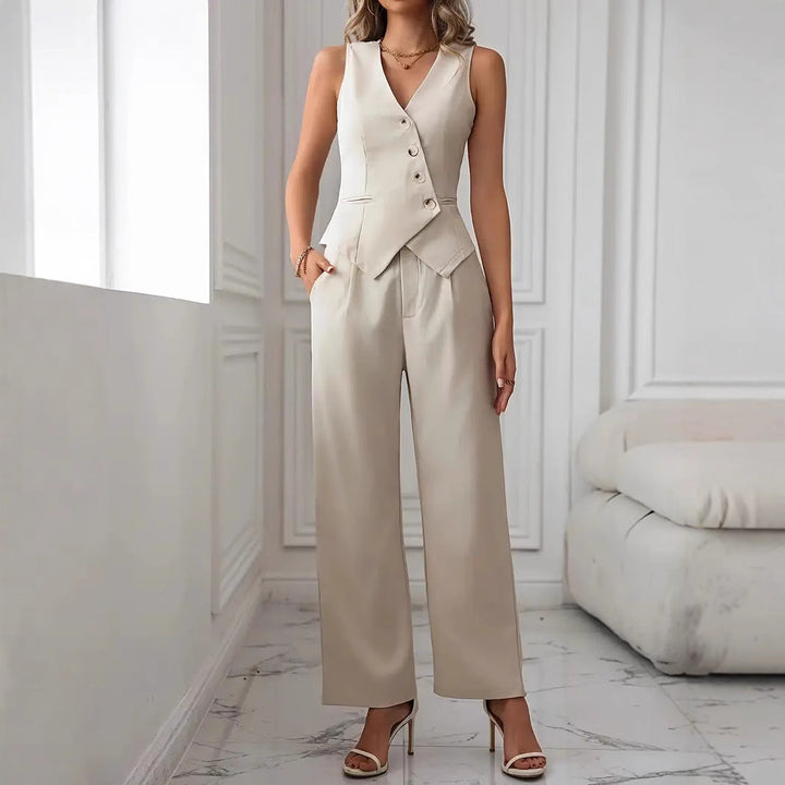 Completo Donna Gilet e Pantaloni Tessuto Formale Elegante - Vesarelli