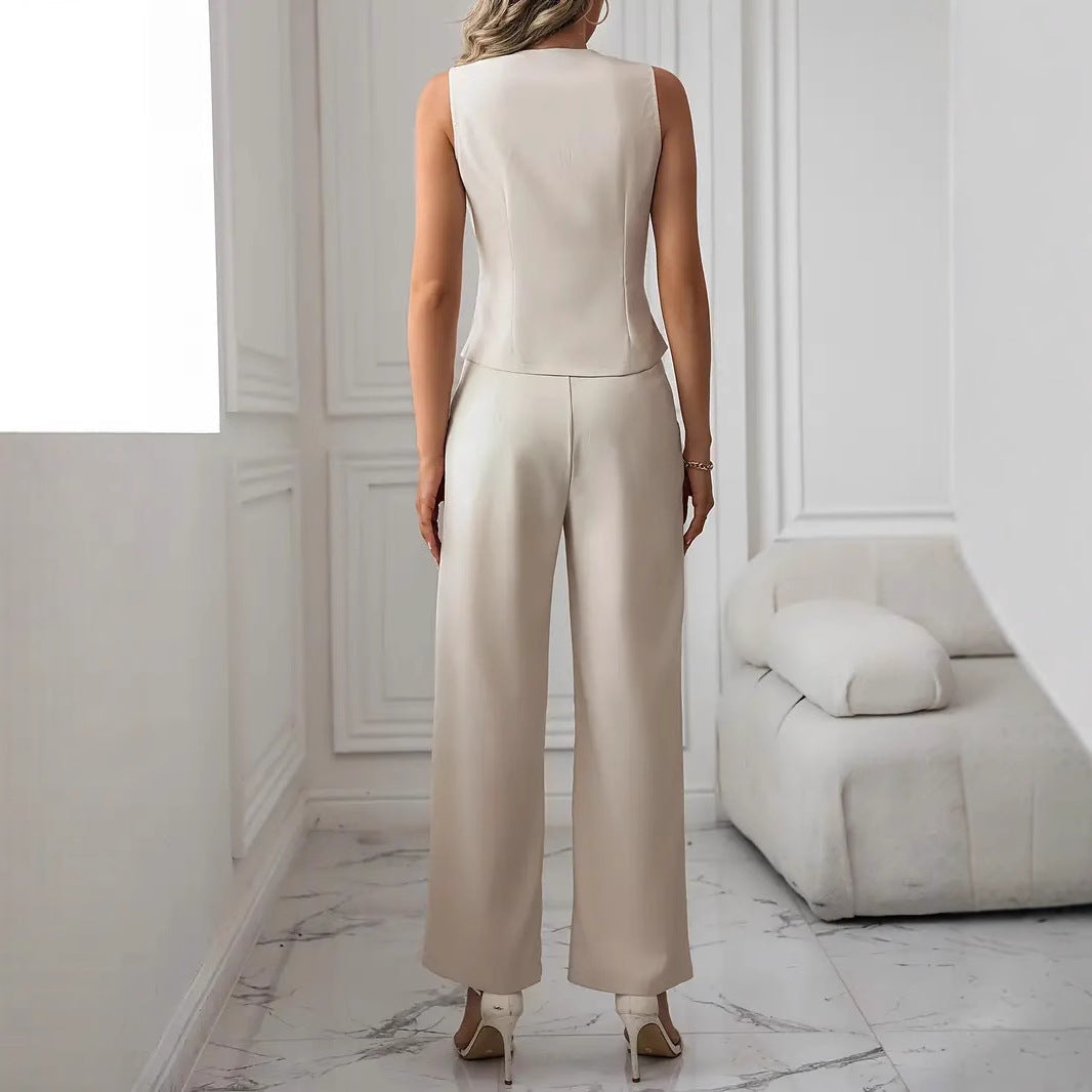 Completo Donna Gilet e Pantaloni Tessuto Formale Elegante - Vesarelli