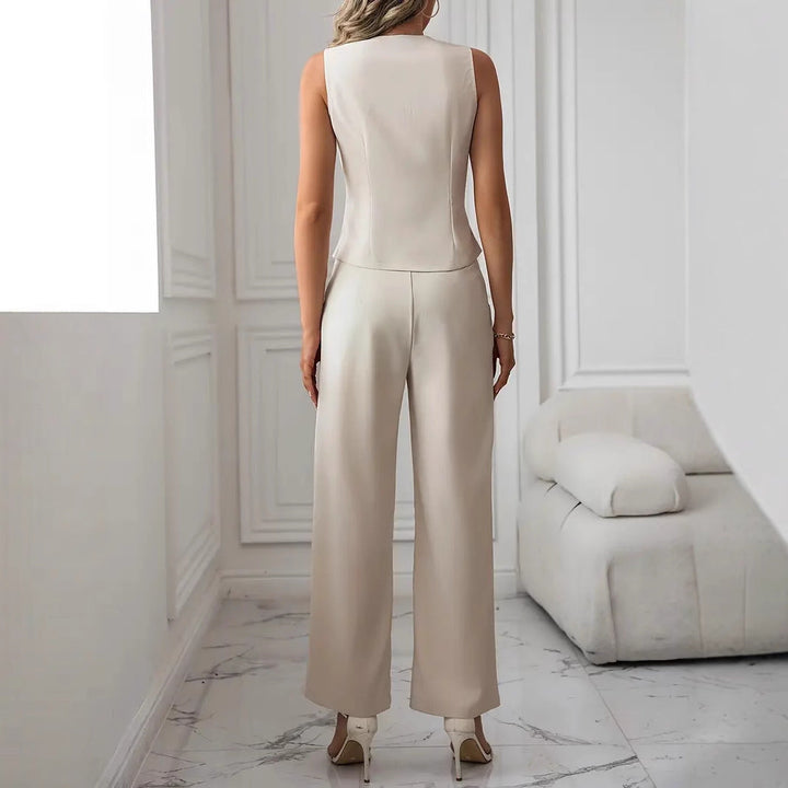 Completo Donna Gilet e Pantaloni Tessuto Formale Elegante - Vesarelli