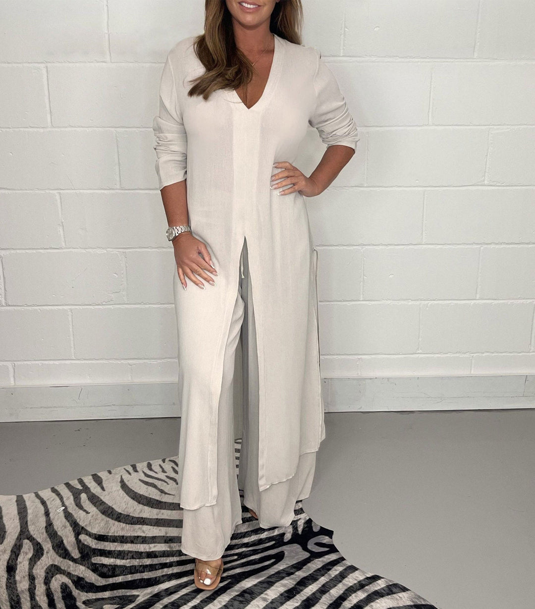 Completo Donna Lungo e Pantaloni Casual Vestibilità Comoda - Vesarelli
