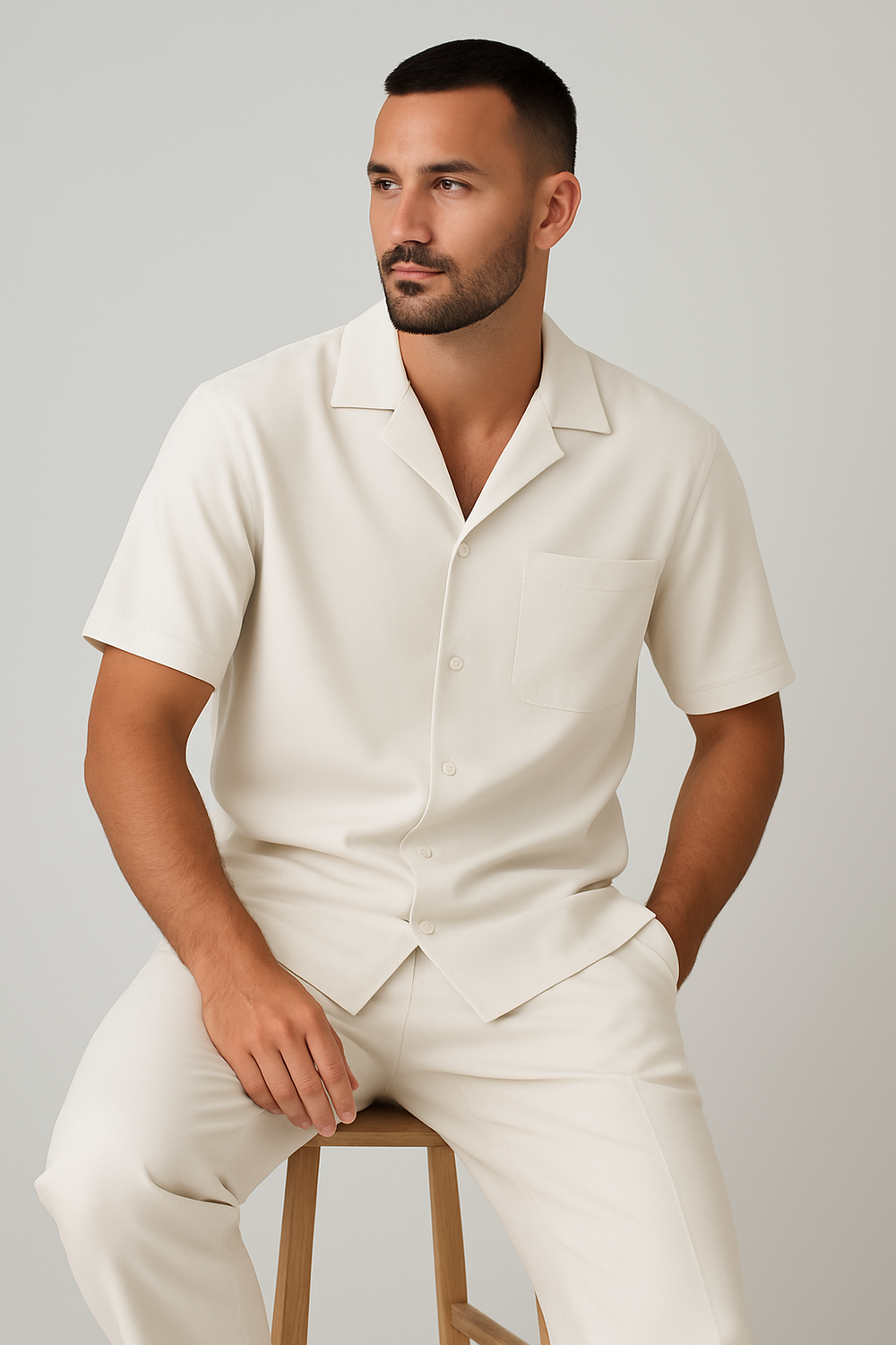 Completo Estivo Uomo Camicia Cotone Pantaloni Vestibilità Classica - Vesarelli