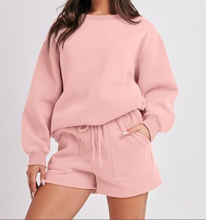 Completo Sportivo Donna Felpa Elegante Pantaloncini Comodi - Vesarelli