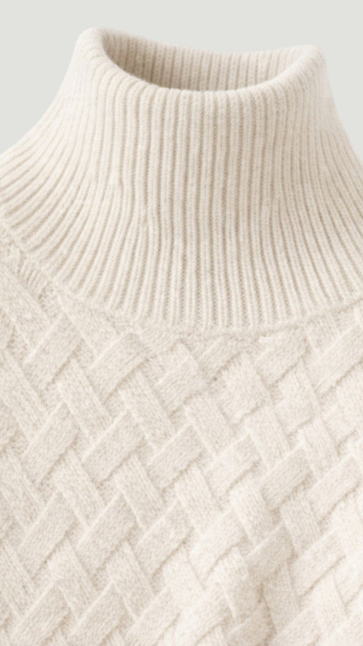 Maglione Uomo Collo Alto Motivo Geometrico Maniche Lunghe