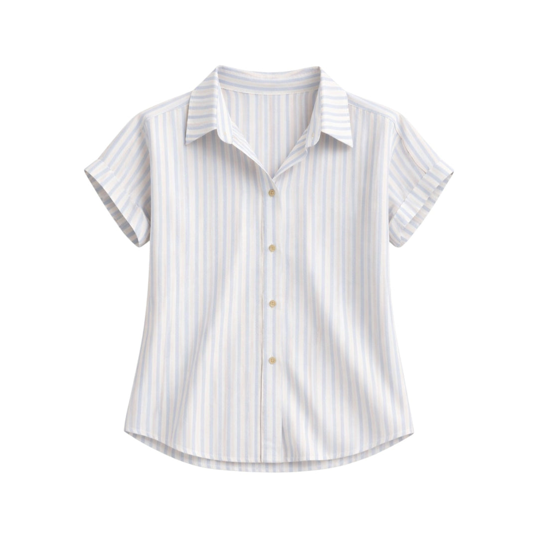 Blusa Donna Misto Cotone Manica Corta Bottoni - Vesarelli