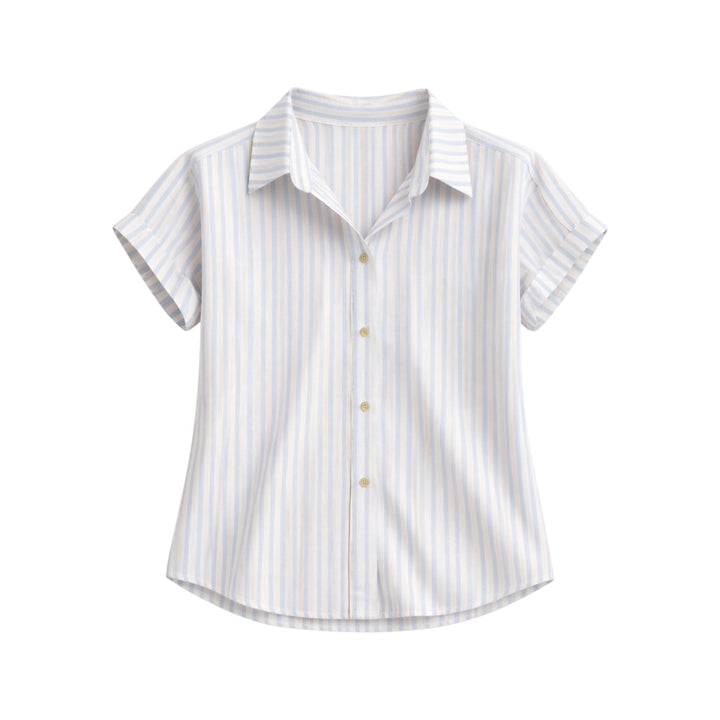 Blusa Donna Misto Cotone Manica Corta Bottoni - Vesarelli
