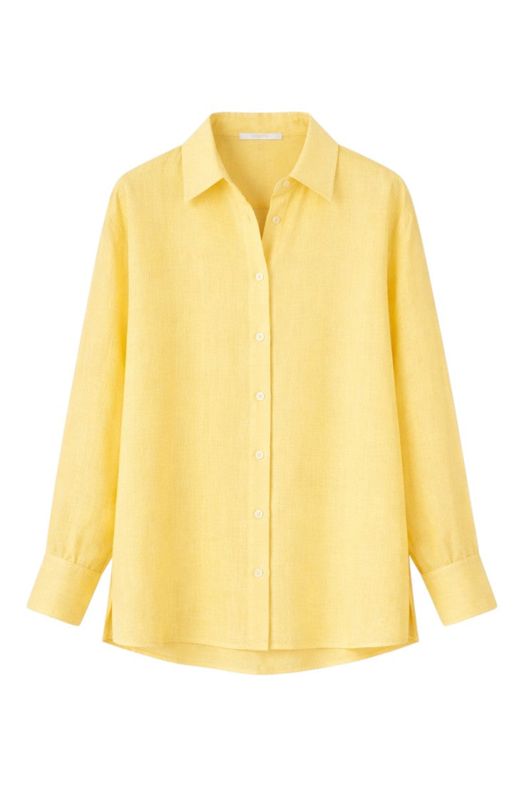 Camicia Uomo Lino Maniche Lunghe Bottoni Classica