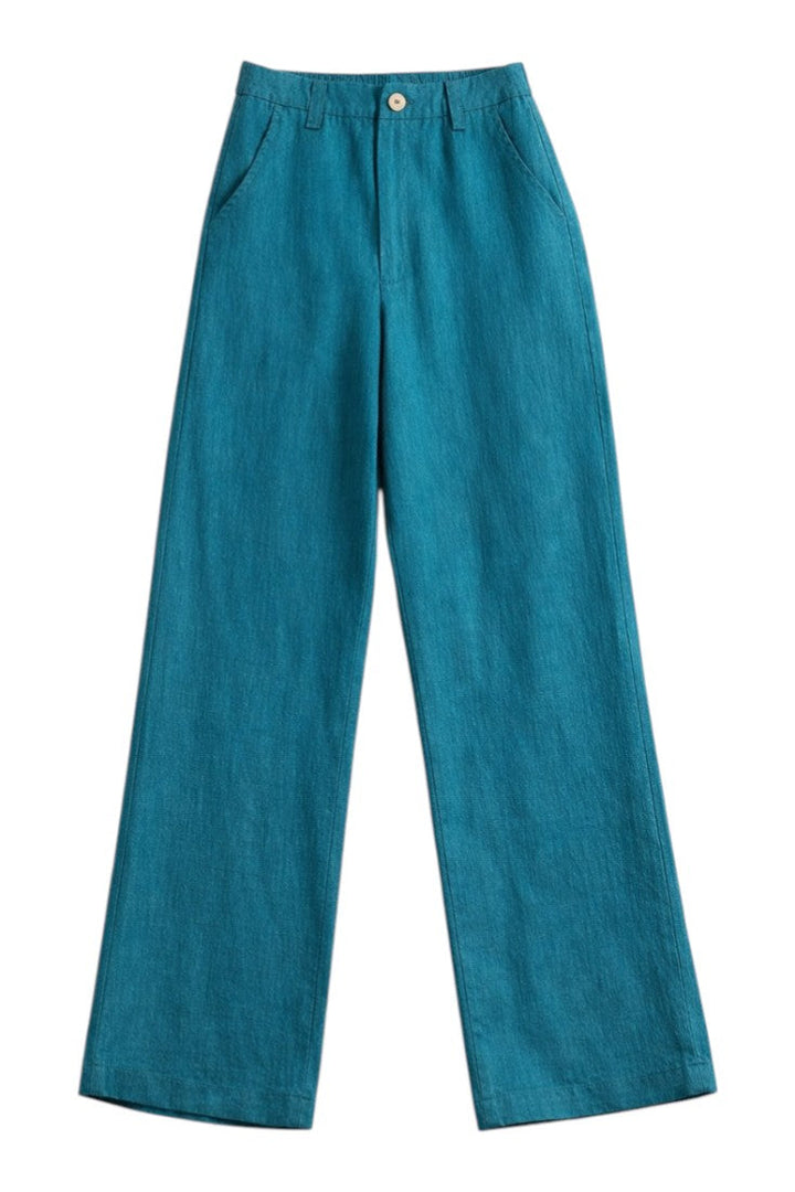 Pantaloni Lino Uomo Vita Elastica Vestibilità Ampia