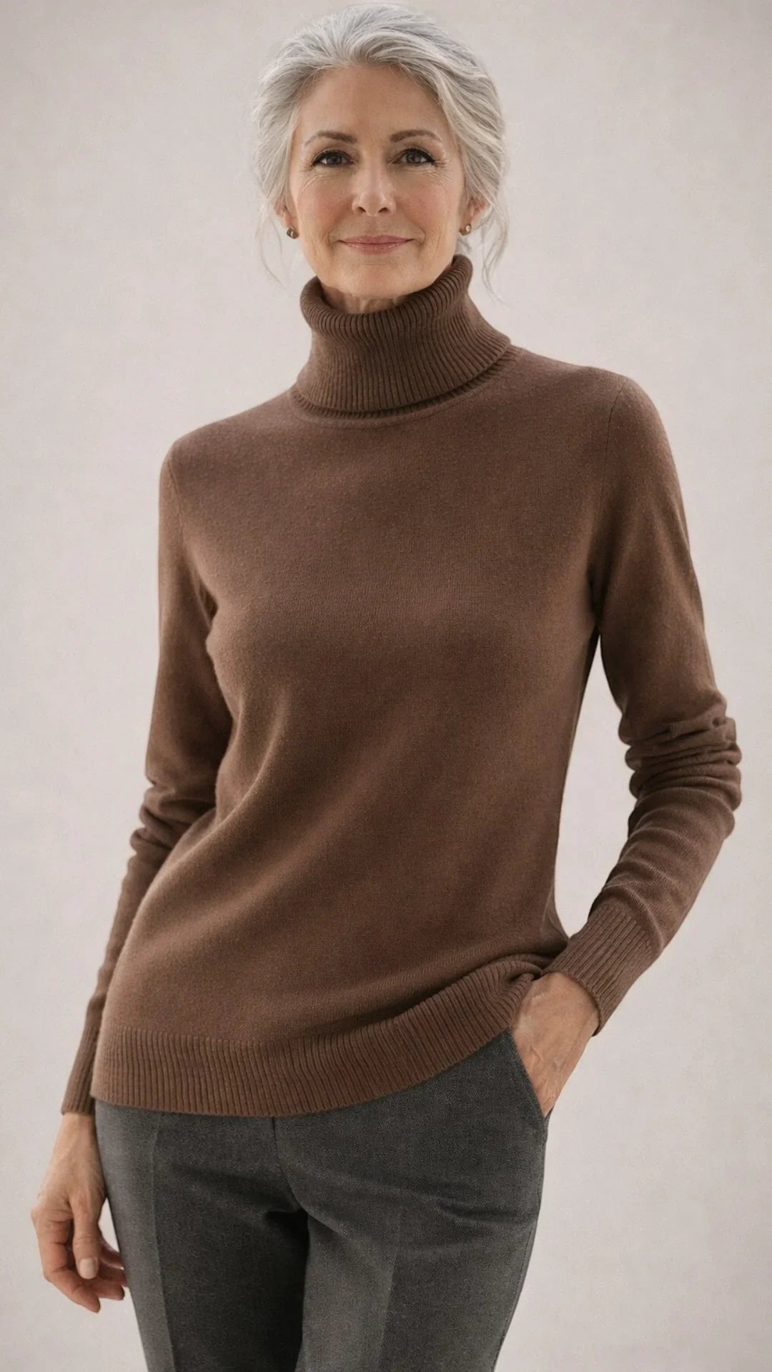 Maglione Uomo Collo Alto Manica Lunga Vestibilità Elastica