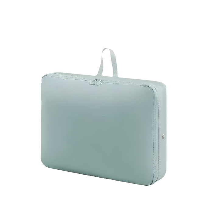 Valigia rigida verde menta con manico, design moderno, ideale per viaggi, bagaglio a mano, resistente e leggera, perfetta per organizzare gli effetti personali.