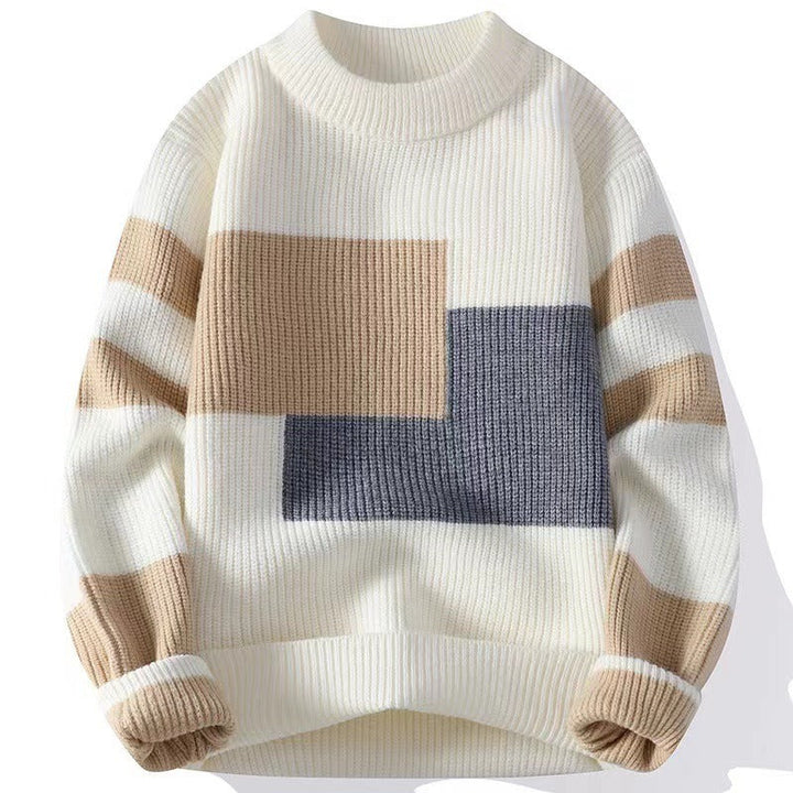 Maglione Uomo Tessuto Spesso Manica Lunga Scollo Rotondo Casual