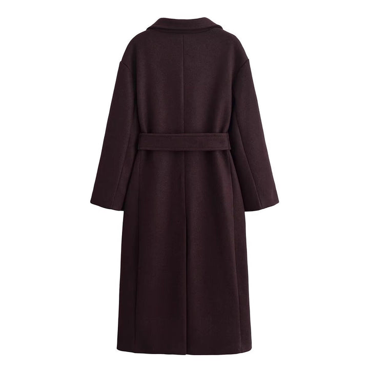 Cappotto Donna Lana Doppiopetto con Cintura Stile Elegante Invernale