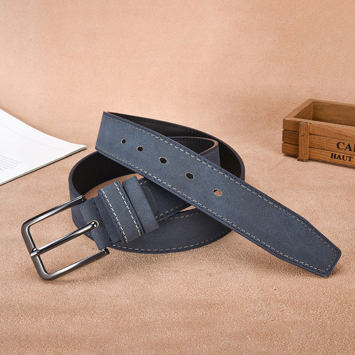 Cintura Uomo in Pelle Scamosciata Fibbia ad Ardiglione Stile Casual