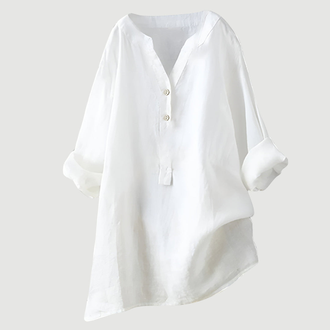 Camicia Donna Cotone Leggera Taglio Rilassato Manica Lunga Ampia