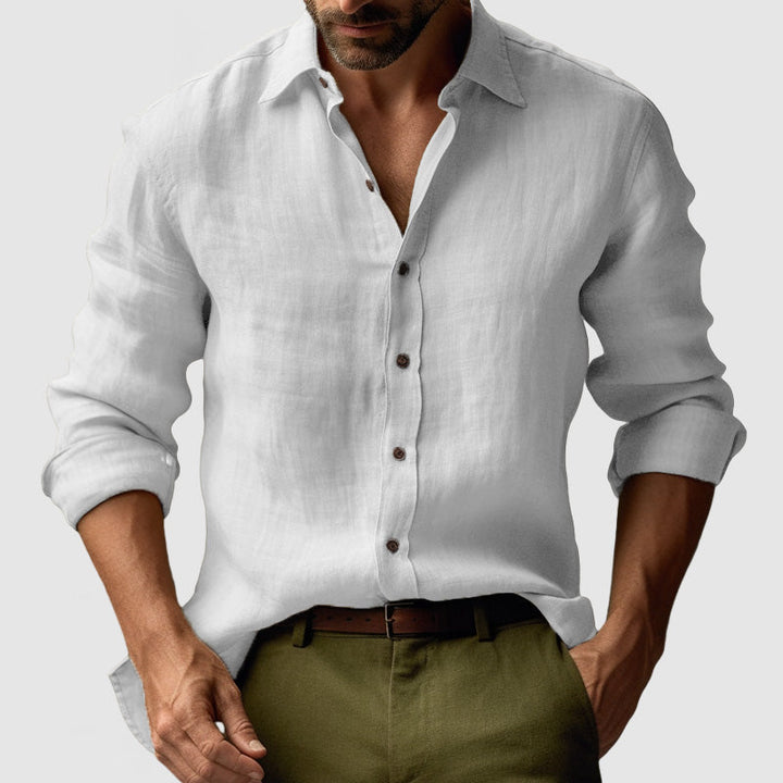 Camicia Uomo Vintage Maniche Lunghe Tessuto Traspirante