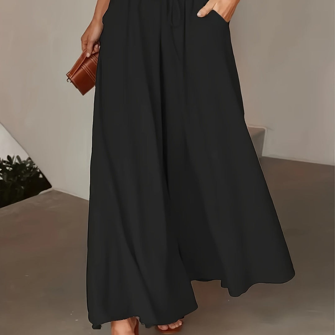 Pantaloni Palazzo Donna Vita Alta Stile Boho Comfort Estivo