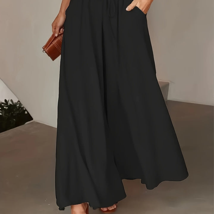 Pantaloni Palazzo Donna Vita Alta Stile Boho Comfort Estivo