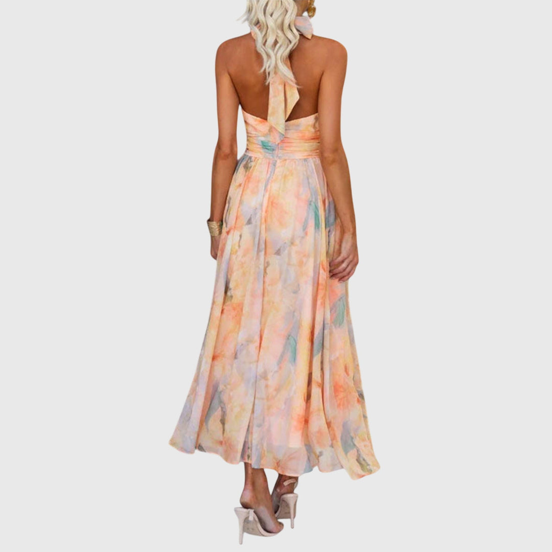 Abito Maxi Donna Collo Halter Linea Allungante Estivo