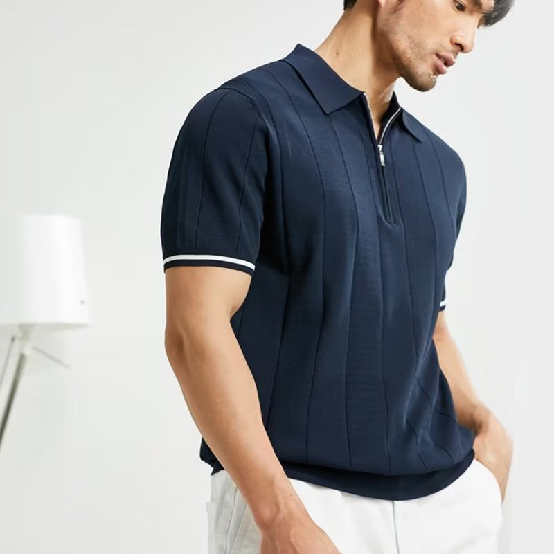 Polo Uomo Cotone Manica Corta Collo con Cerniera