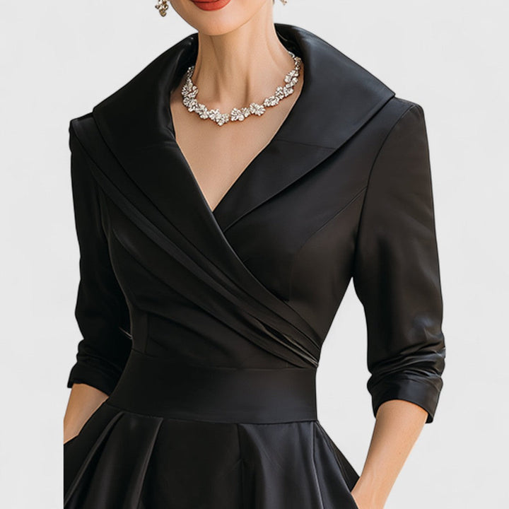 Abito Midi Donna con Corpetto Incrociato Scollo a V