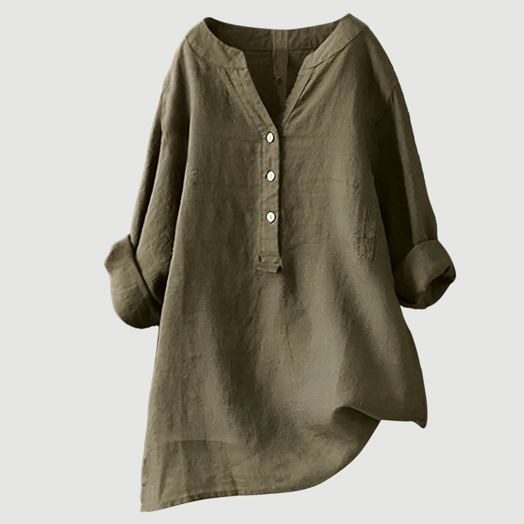 Camicia Donna Cotone Leggera Taglio Rilassato Manica Lunga Ampia