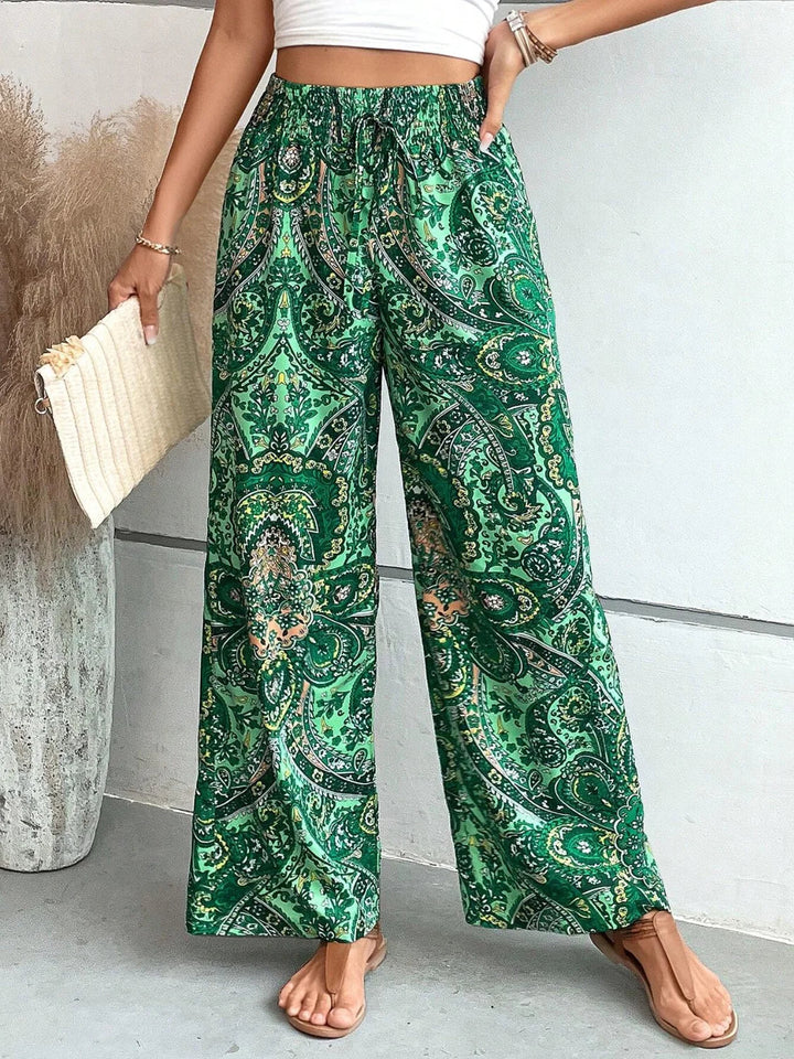 Pantaloni Donna Stampati Tessuto Leggero Taglio Largo