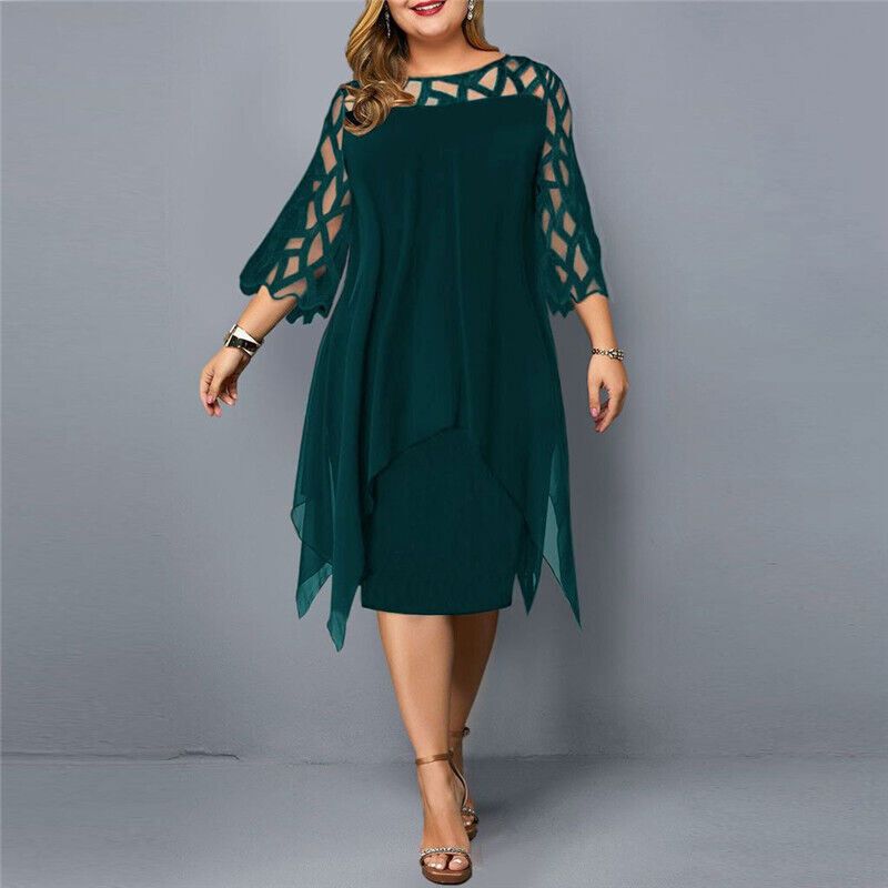 Abito Midi Donna Taglie Forti Vestibilità Comoda