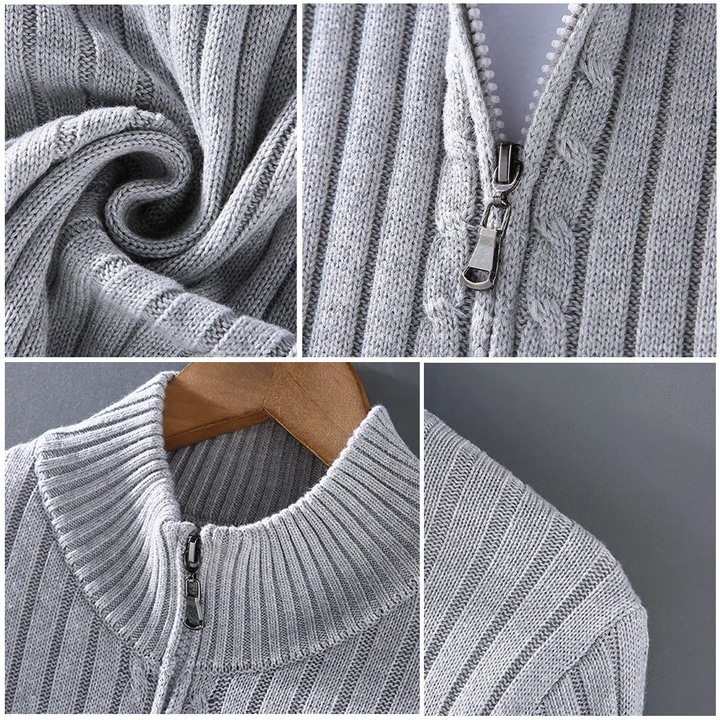 Cardigan Uomo Maglia a Coste con Cerniera Classico