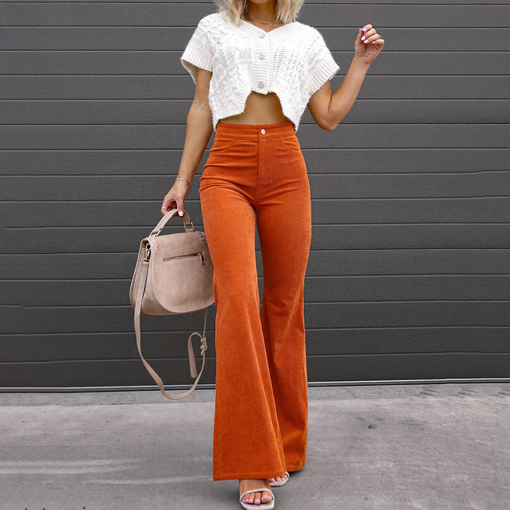 Pantaloni Donna a Zampa Vita Alta Stile Versatile