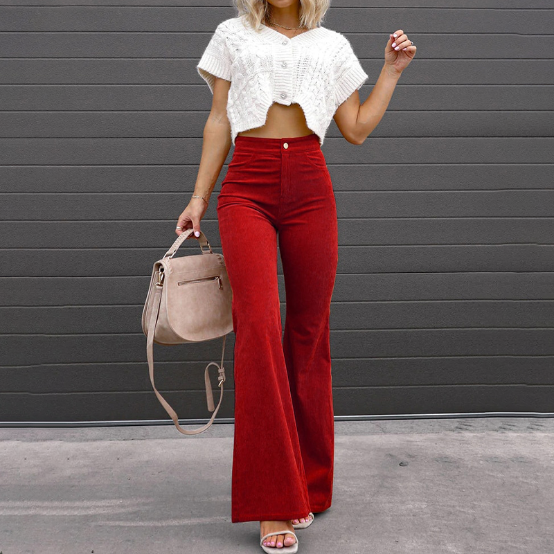 Pantaloni Donna a Zampa Vita Alta Stile Versatile
