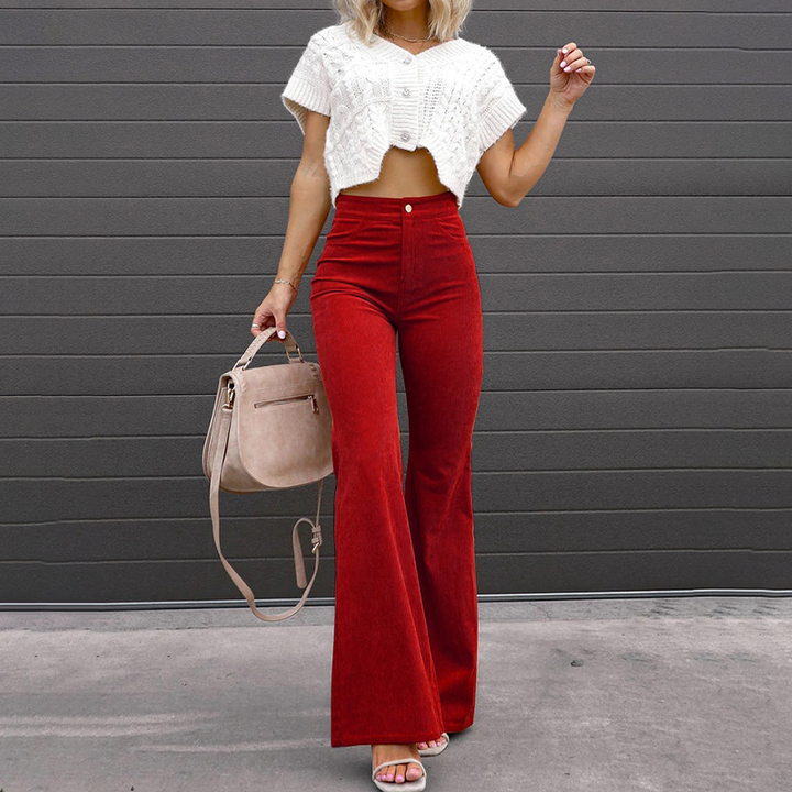 Pantaloni Donna a Zampa Vita Alta Stile Versatile