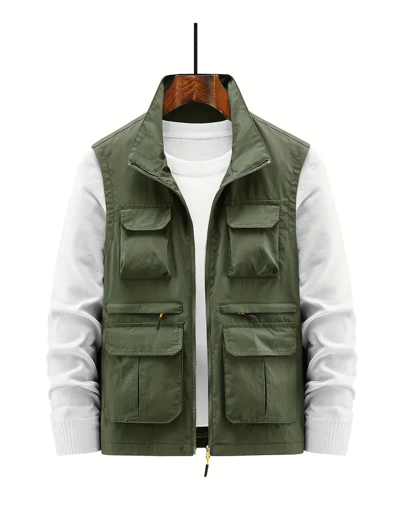 Gilet Uomo con Zip e Tasche Multiple Regular Fit