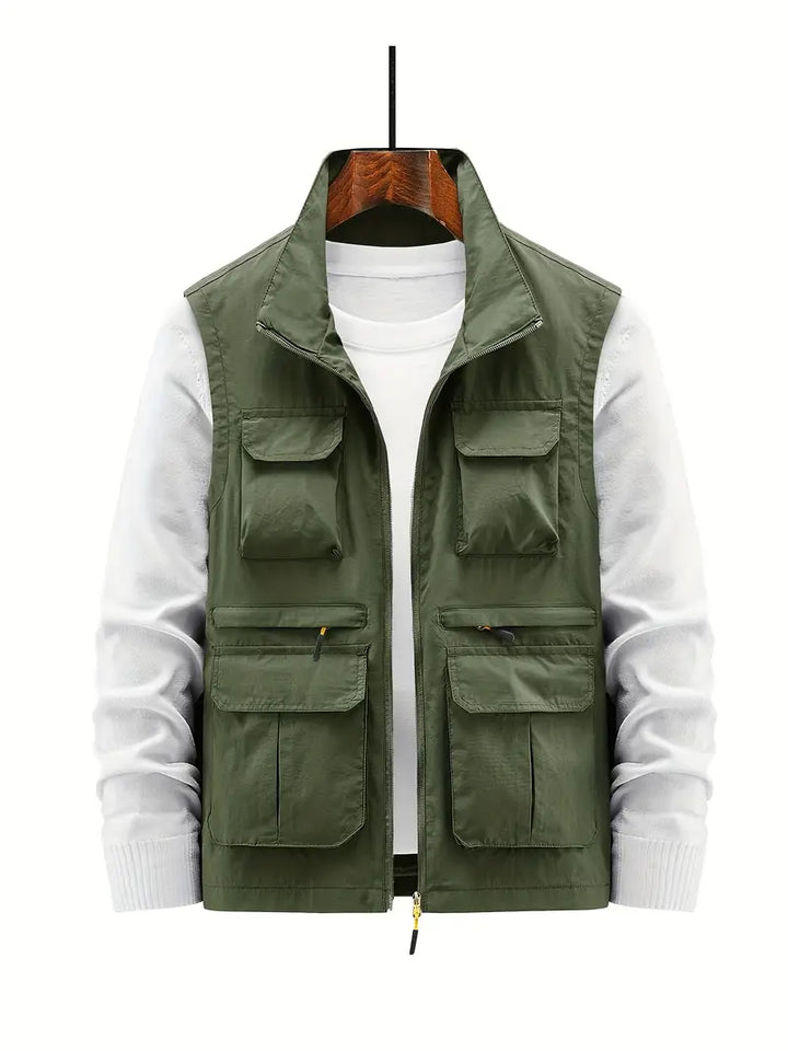 Gilet Uomo con Zip e Tasche Multiple Regular Fit