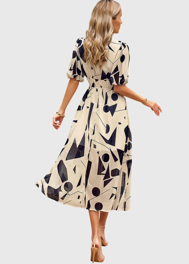 Abito Midi Donna in Tessuto Floreale Taglio Valorizzante
