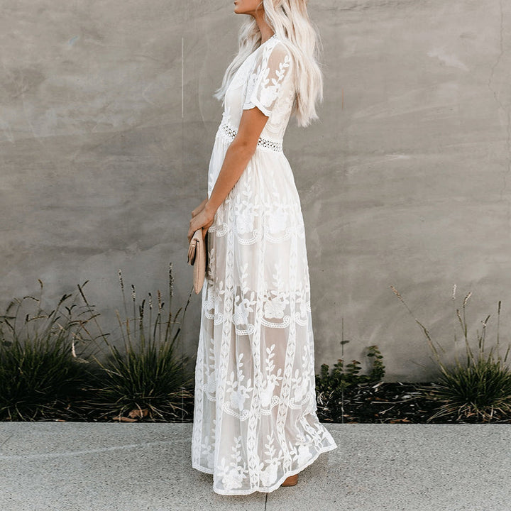 Abito Maxi Donna Scollo a V Comfort Fluttuante