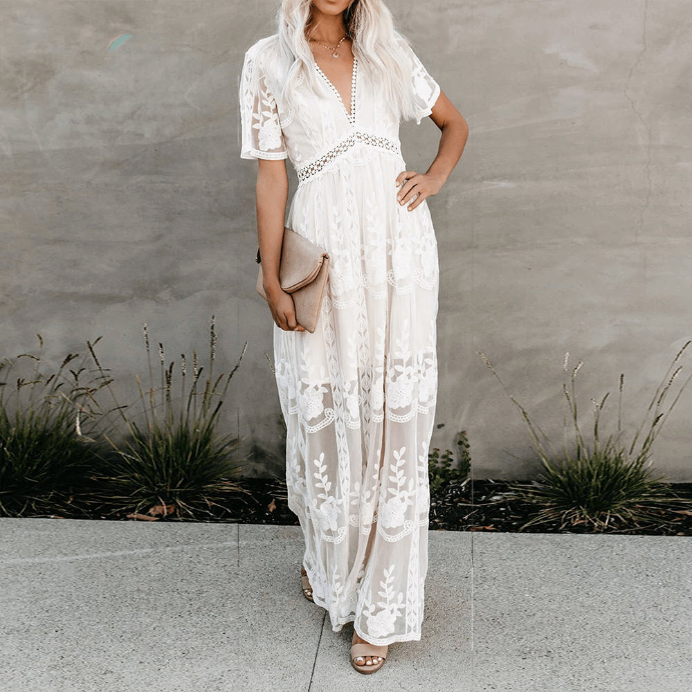 Abito Maxi Donna Scollo a V Comfort Fluttuante