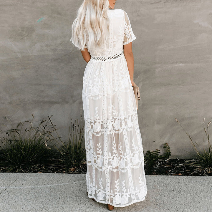 Abito Maxi Donna Scollo a V Comfort Fluttuante