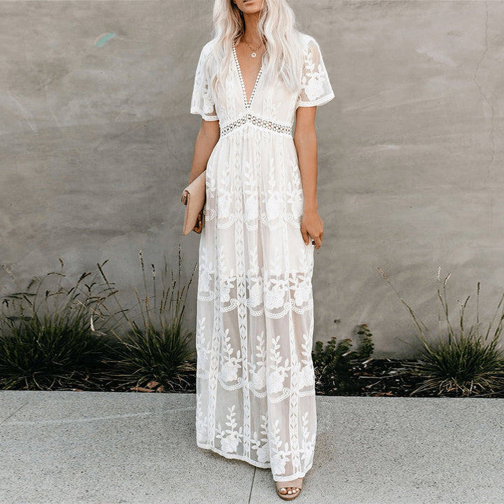 Abito Maxi Donna Scollo a V Comfort Fluttuante