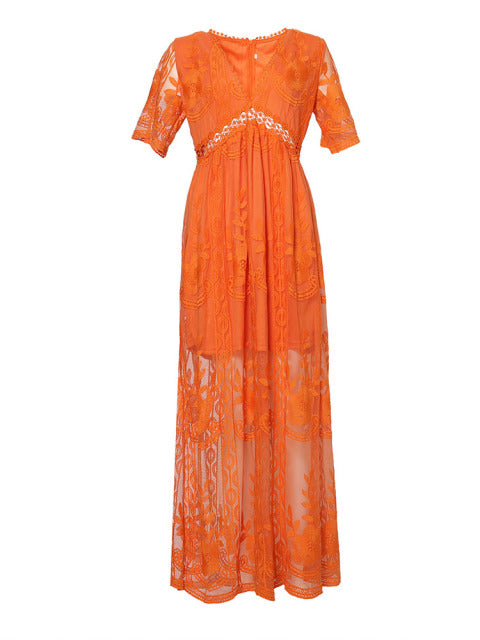 Abito Maxi Donna Scollo a V Comfort Fluttuante