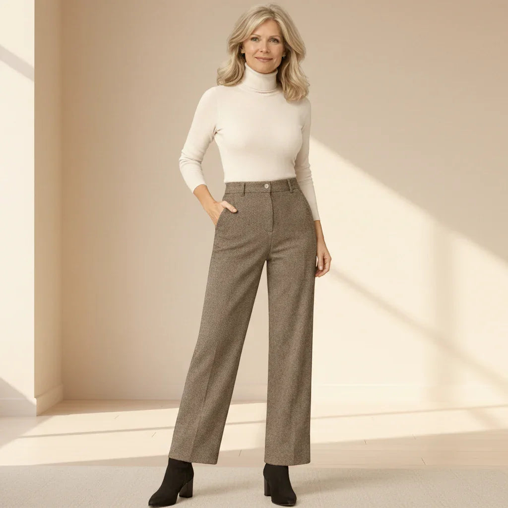 Pantaloni Uomo in Lana Taglio Dritto Vestibilità Regolare