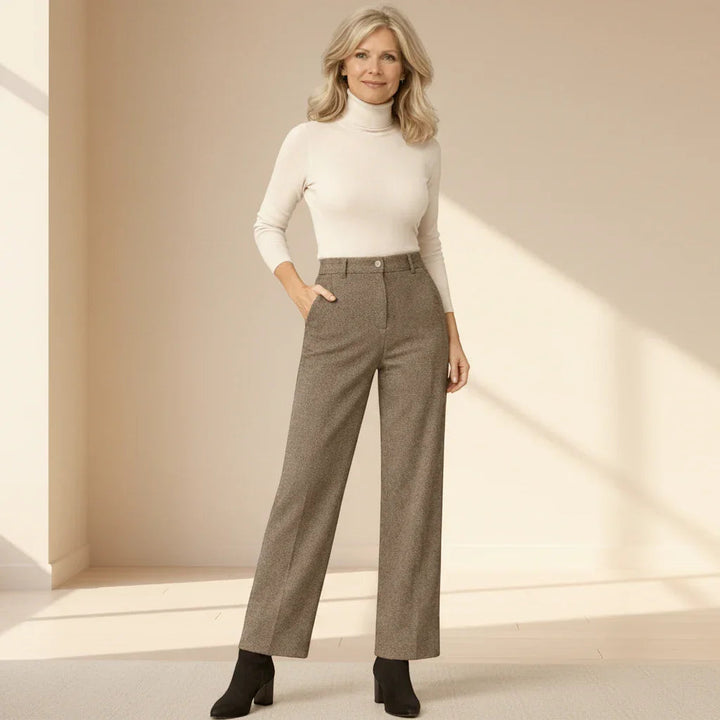 Pantaloni Uomo in Lana Taglio Dritto Vestibilità Regolare
